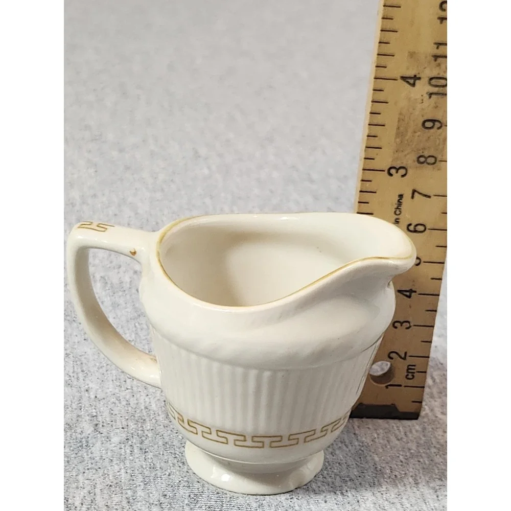Shenango China Creamer Pitcher Cream Gold Greek Key Vintage C-22
